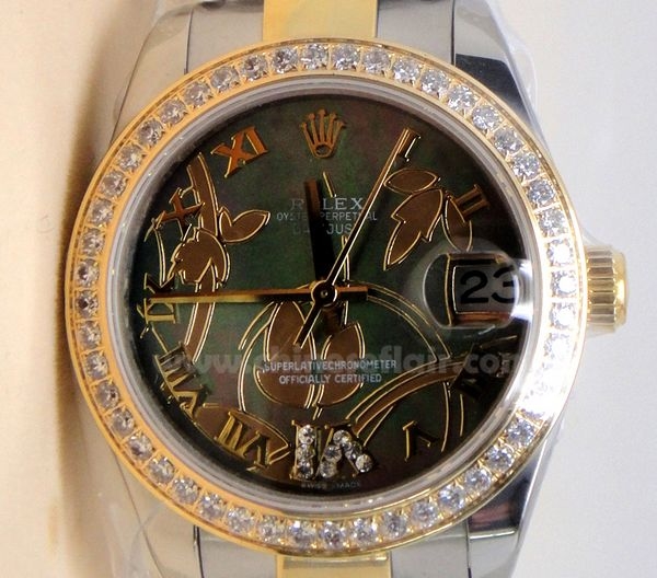 High Quality Fake Rolex Datejust / 2-Tone Black MOP - Rolex Date